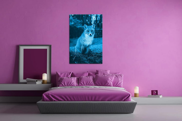 deyoli süsser Fuchs im Wald Format: 80x60 Effekt: Monocrome Blau als Leinwand, Motiv fertig gerahmt