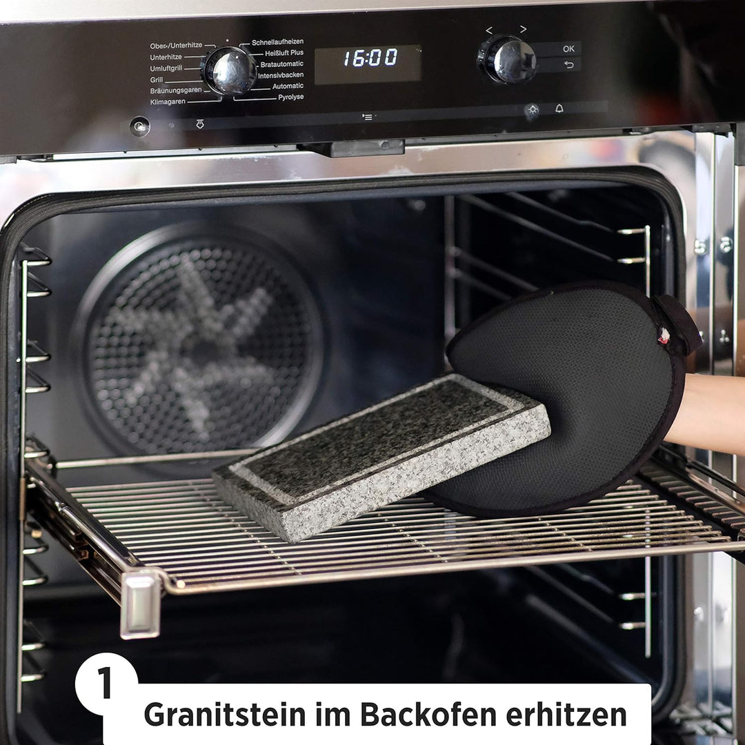 MÄSER 931758 Heisser Stein, Grillstein Set mit Naturgrillstein aus Granit, 3 Dipschalen und Bambus H