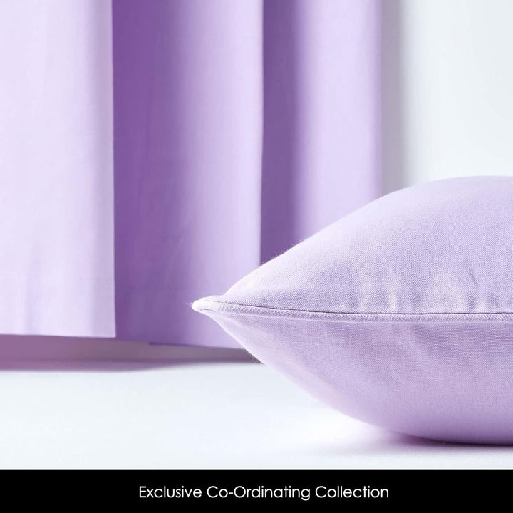 HOMESCAPES 2er Set eifarbige Ösen Gardinen je B137 x L228 cm aus 100% Baumwolle, blickdichte Vorhäng