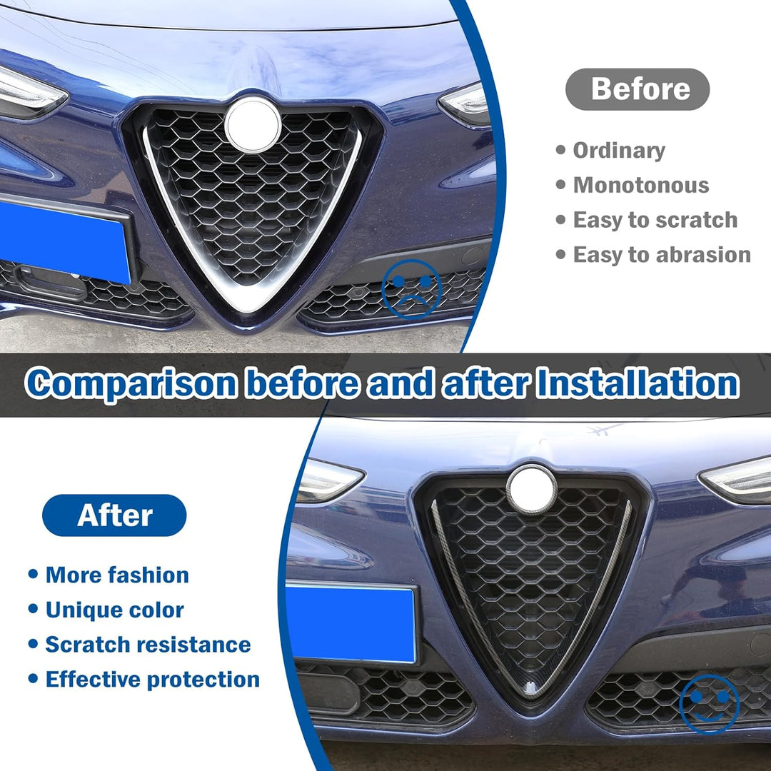 Carbon Faser Stil ABS-Kunststoff Front Grill Dekoration Rahmen Besatz für Stelvio 2017 2018