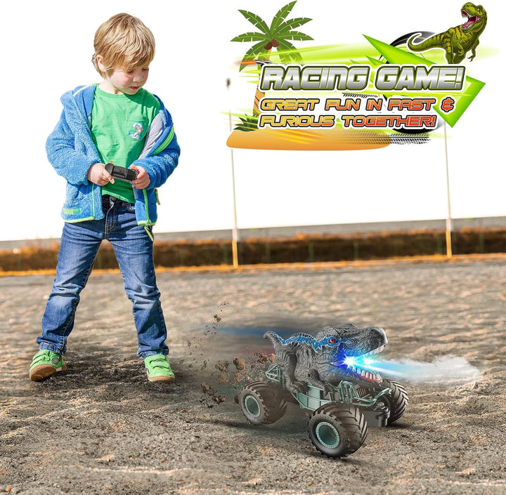 HappyGoLucky Monstertruck Ferngesteuertes Auto ab 3 4 5 6 7 8 Jahre, Dinosaurier Spielzeug ab 3-10 J
