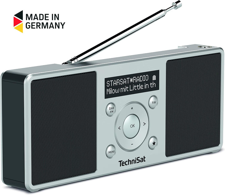 TechniSat Digitradio 1 S - tragbares Stereo DAB Radio mit Akku Silber/schwarz & Akku zu DIGITRADIO 1