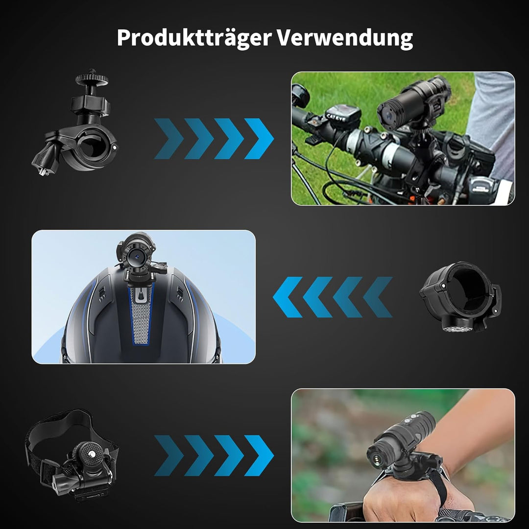 Tiantianle Action Cam,Helmkamera Fahrrad WiFi,Action Cam Motorrad,Wasserdicht Sport Kamera,1080P HD