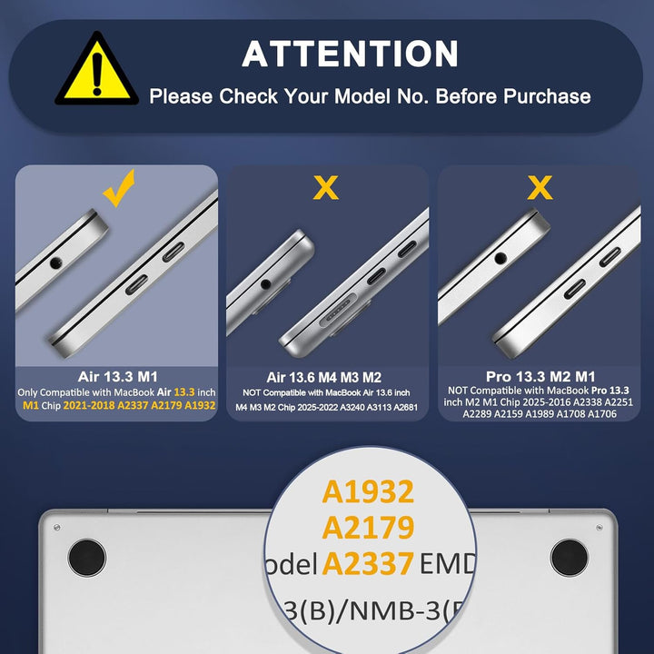 MOSISO Hülle Schutzhülle Kompatibel mit MacBook Air 13 Zoll 2022 2021 2020 2019 2018 A2337 M1 A2179