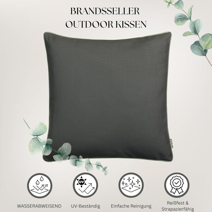 Brandsseller Outdoor Garten Kissen Dekokissen mit Paspel - Garngefärbt Uni Schmutz- und Wasserabweis