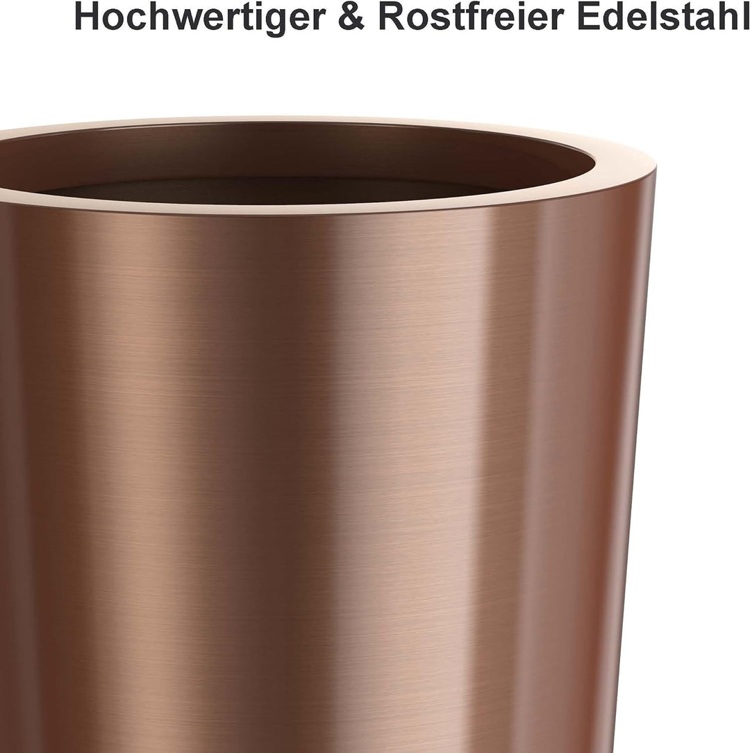 wuuhoo® Pflanzkübel Holly in Silber & Roségold aus Edelstahl - wetterfeste Bodenvase, Blumenkübel fr
