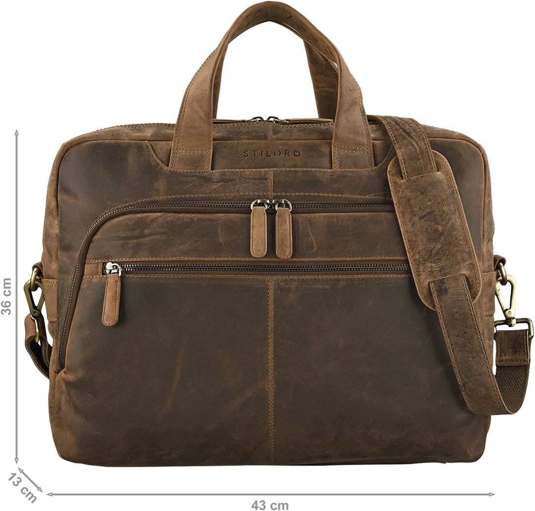 STILORD 'Lias' Echtleder Umhängetasche für Herren - Stilsicher ins nächste Meeting Mittel - Braun, M