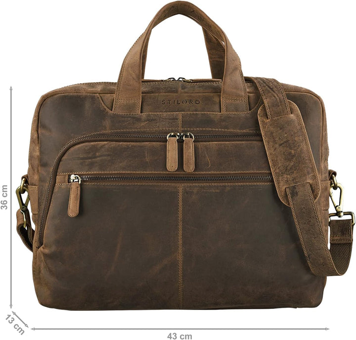 STILORD 'Lias' Echtleder Umhängetasche für Herren - Stilsicher ins nächste Meeting Mittel - Braun, M