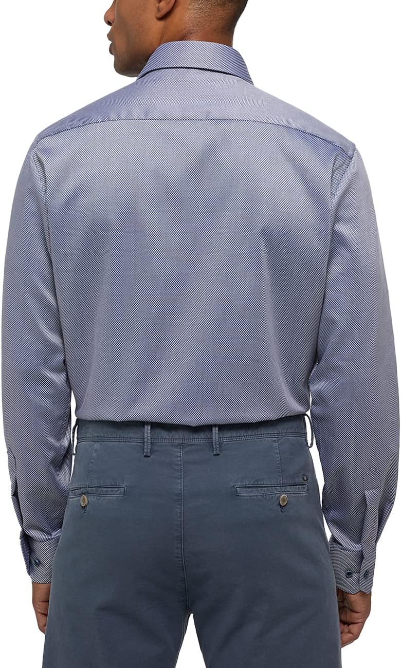 ETERNA Modern Fit Hemd Langarm New Kent Kragen Muster rot 48 Mittelblau, 48 Mittelblau
