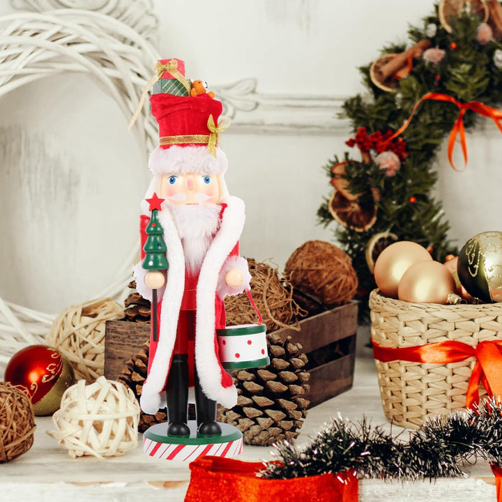 ibasenice Weihnachten Nussknacker Figur aus Holz Weihnachtsmann Nussknacker Soldat Figuren Ornament
