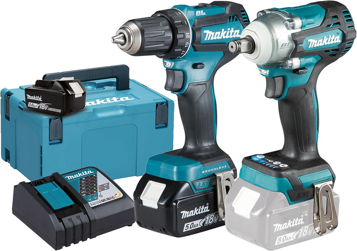 Makita DLX2452TJ Akku-Kombo-Kit 18V "KFZ-Set" (DDF485 + DTW300) / 5,0 Ah, 2 Akkus + Ladegerät im MAK