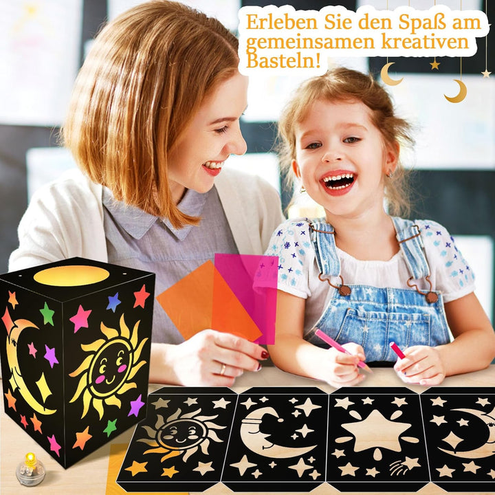 HILKKET Laternen Bastelset 5 Stück, Sankt Martin Laterne Basteln, Laterne Selbst Basteln mit LED, St