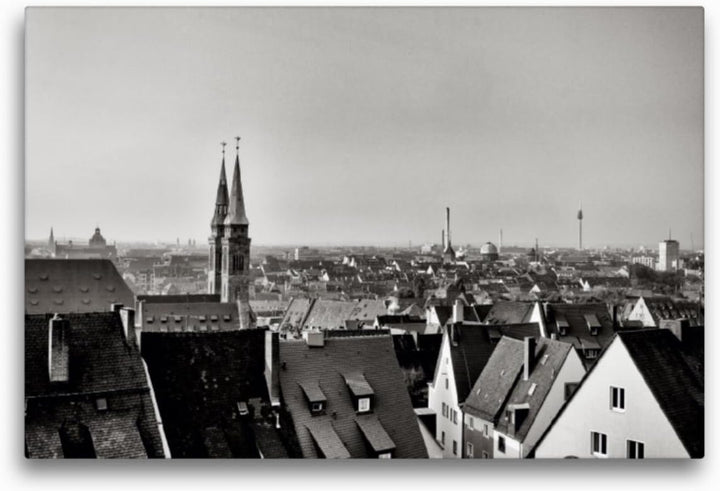 Premium Textil-Leinwand 75 x 50 cm Quer-Format Nürnberger Dachlandschaft | Wandbild, HD-Bild auf Kei