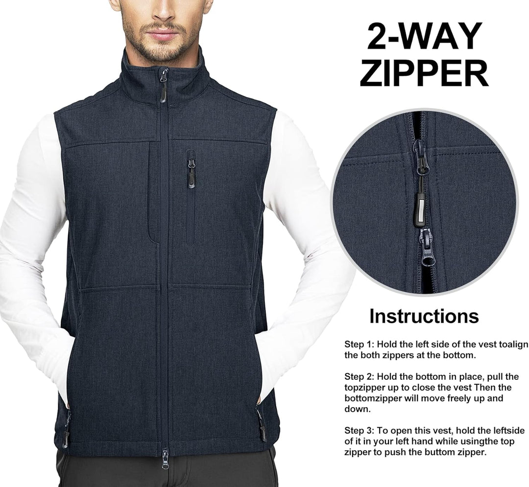 33,000ft Weste Herren Outdoor Wasserdichte Softshell Ärmellose Jacke Bodywarmer Fleece Weste Full Zi