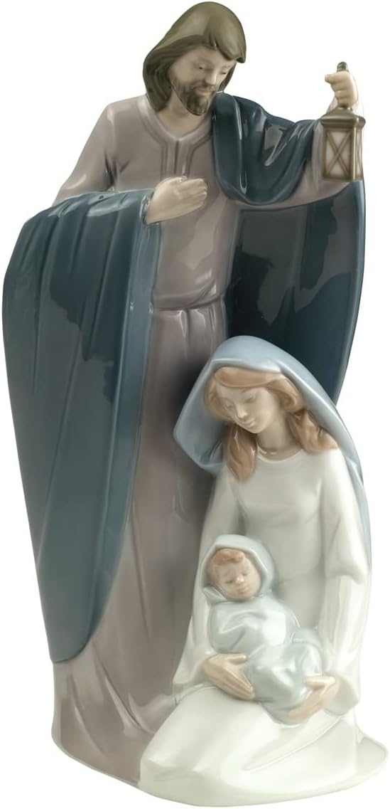 LLADRÓ Nao by Sammlerfigur aus Porzellan: Die Geburt Jesu - 24 cm hoch - Josef, Maria und Jesuskind