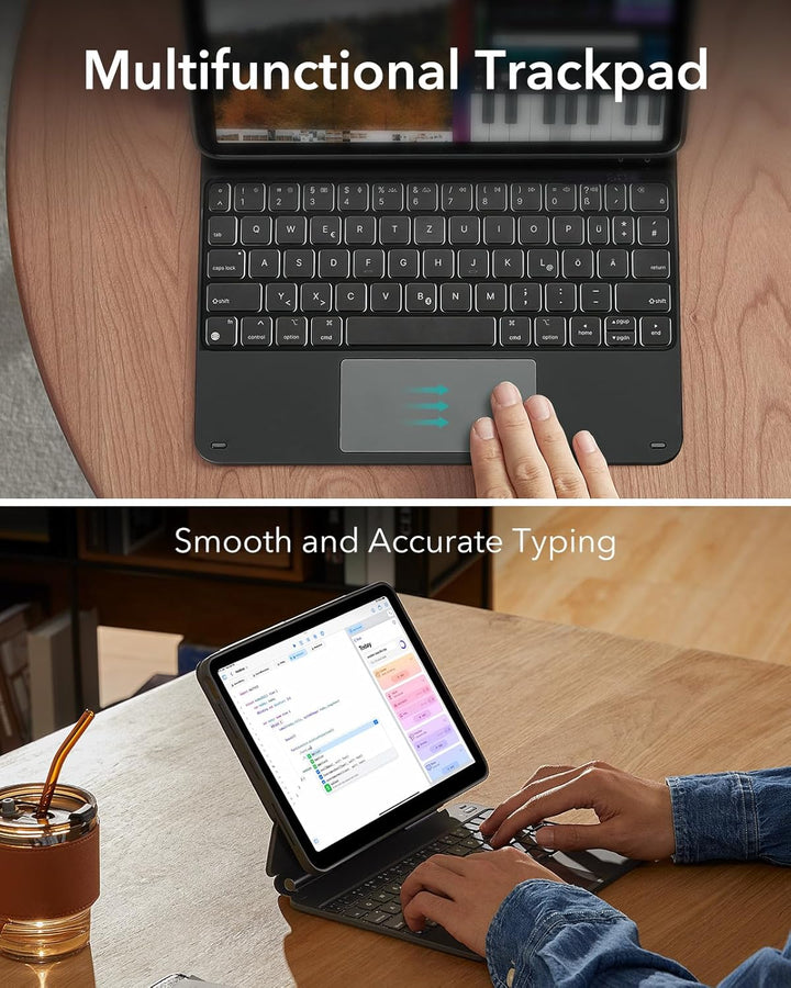 ESR Keyboard Hülle, für iPad Air 11 Zoll(M2 2024), iPad Pro 11/Air 6/5/4, Magnetischer Ständer, Fede
