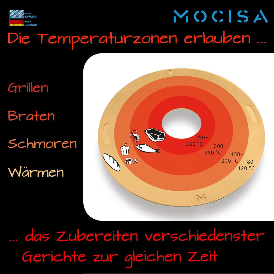 mocisa Universal BBQ Grillplatte 91,5 cm | Feuerplatte | Fassgrill | Kugelgrill | 91,5 cm Stahl blan