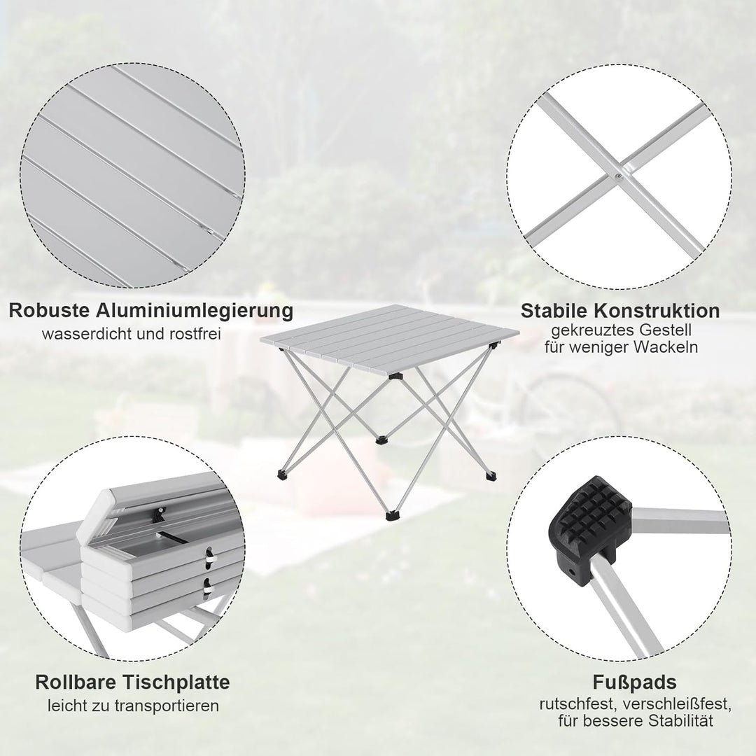 WOLTU Alu Campingtisch klappbar Falttisch Ultra Leichte tragbar mit Tragetasche, Klapptisch Kleiner