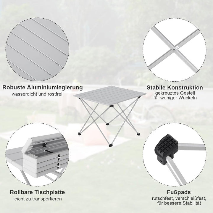 WOLTU Alu Campingtisch klappbar Falttisch Ultra Leichte tragbar mit Tragetasche, Klapptisch Kleiner
