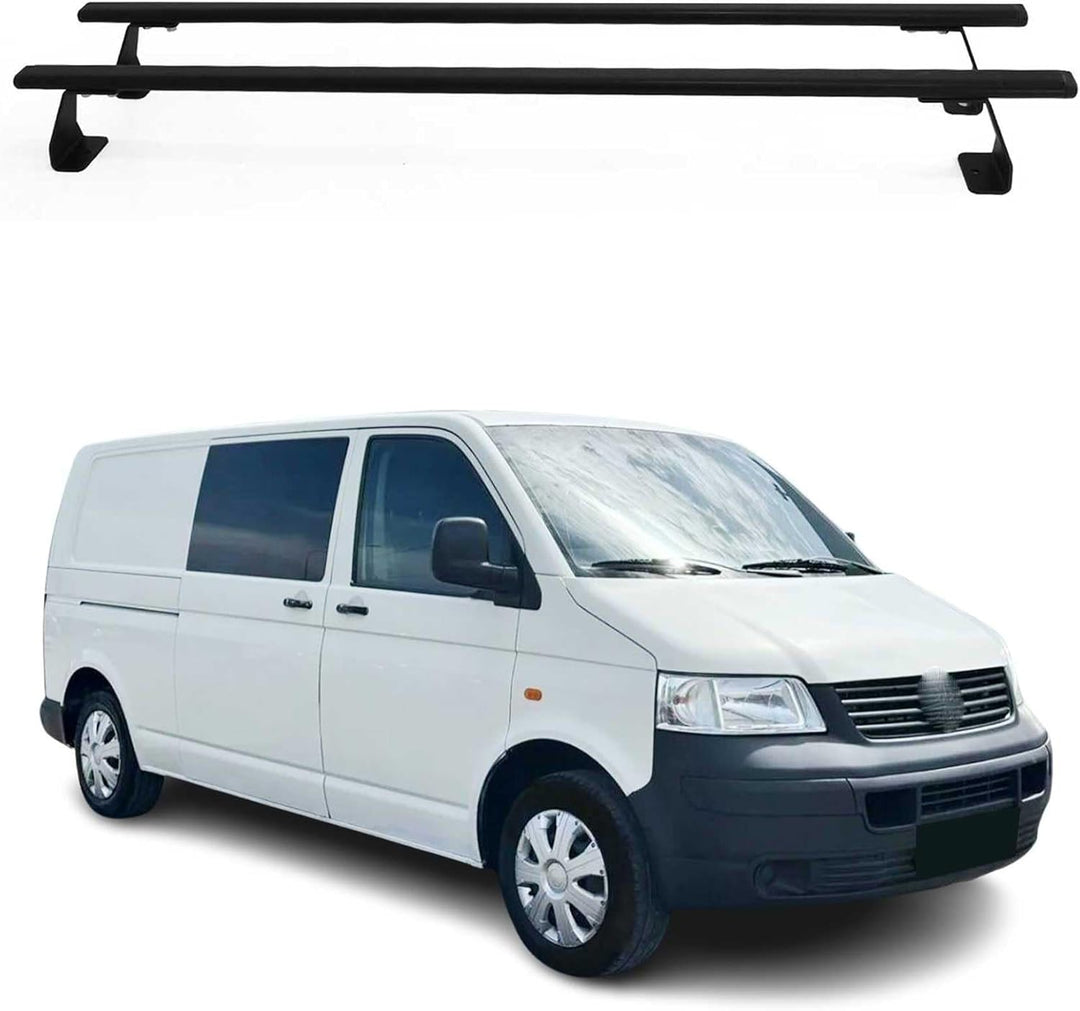 Dachträger Gepäckträger kompatibel mit VW T5 Caravelle 2003-2015 Grundträger, Stahl,Schwarz, 2X, T5