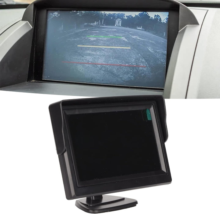 Goshyda 4,3-Zoll-Automonitor, Farb-LCD-Rückfahrmonitor mit Sonnenblende, Unterstützt Autokamera, DVD