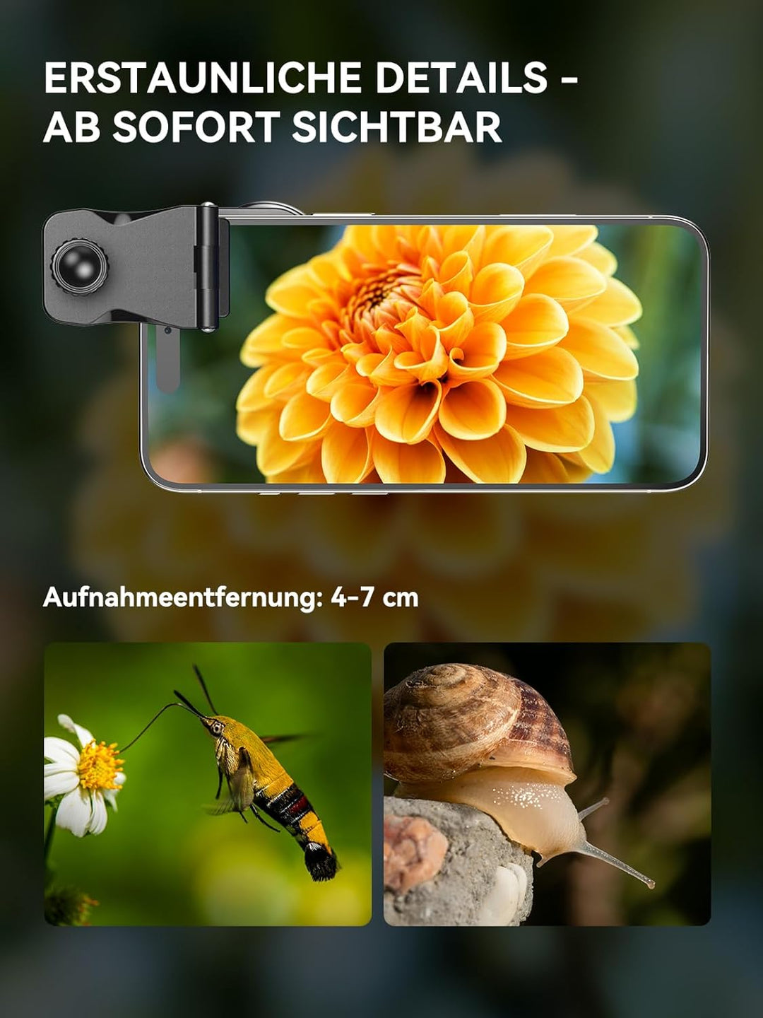 Apexel HD-Objektiv, 100 mm Makroobjektiv für iPhone X/8/8Plus/7/Plus, Samsung Galaxy S10/S10 Plus, H
