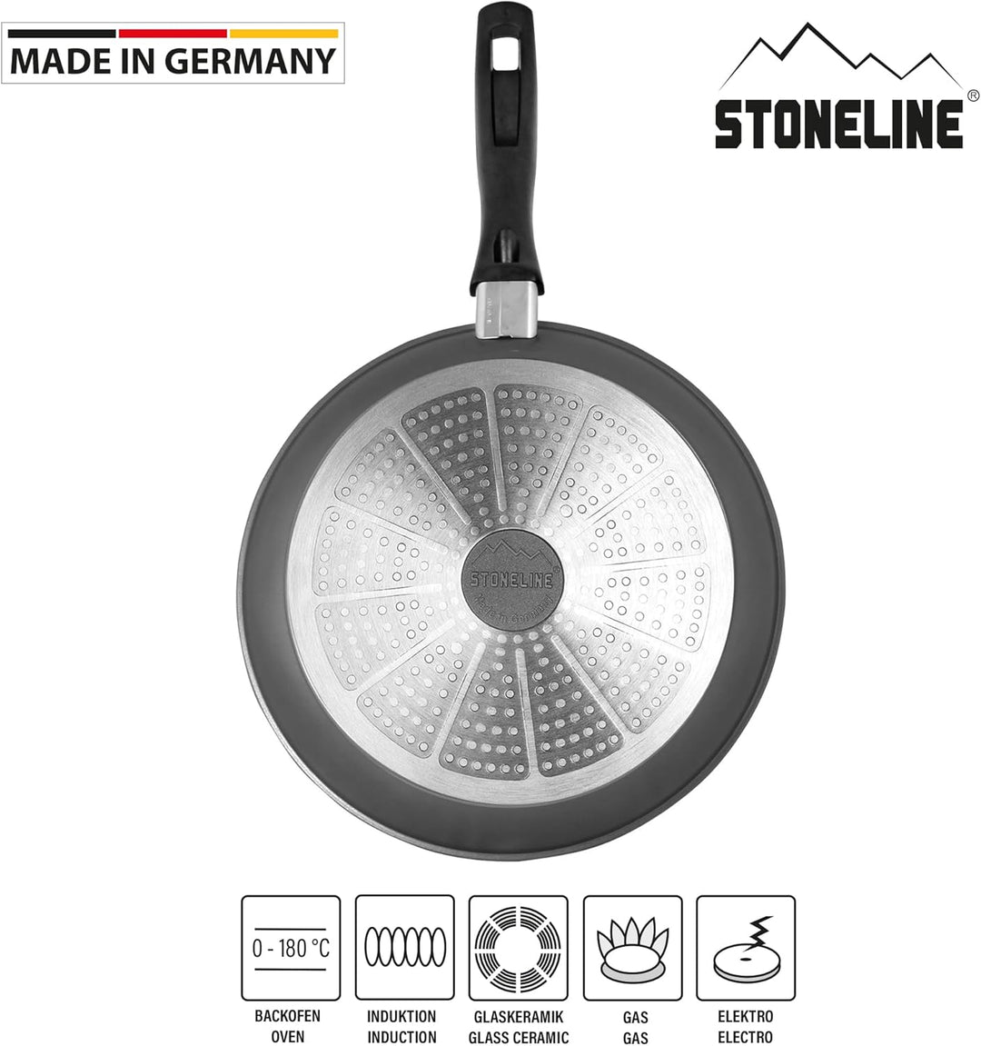 Stoneline Made in Germany Schmorpfanne 24 cm, hoher Rand, Induktion, hohe Pfanne für öl- und fettfre