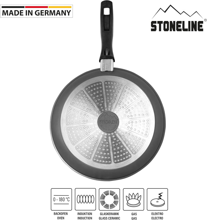Stoneline Made in Germany Schmorpfanne 24 cm, hoher Rand, Induktion, hohe Pfanne für öl- und fettfre