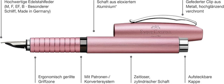 Faber-Castell 148421 - Füller Essentio, Feder F, Aluminium Rose rosé Füller Feder F, rosé Füller Fed