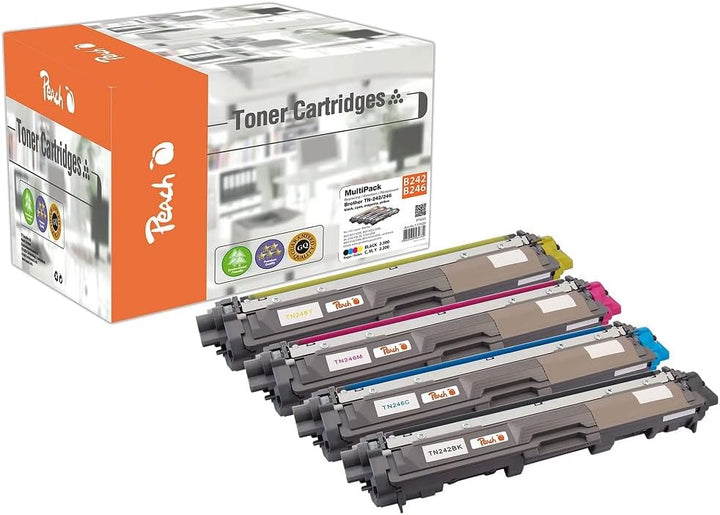 Peach PT655 B242/246 Spar Pack Tonermodule XL (BK, C, M, Y) ersetzt,Brother TN-242, TN-246 TN-246 fü