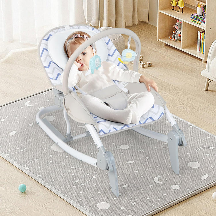 COSTWAY 2 in 1 Babywippe klappbar, tragbare Babyschaukel mit 3-stufig verstellbarer Rückenlehne & ab