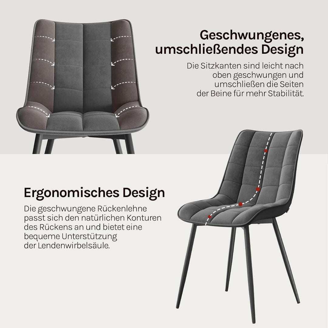 WOLTU® Esszimmerstühle BH142dgr-2 2er Set Küchenstuhl Polsterstuhl Wohnzimmerstuhl Sessel mit Rücken