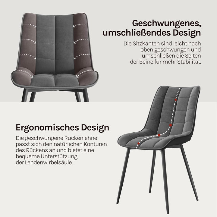 WOLTU® Esszimmerstühle BH142dgr-2 2er Set Küchenstuhl Polsterstuhl Wohnzimmerstuhl Sessel mit Rücken