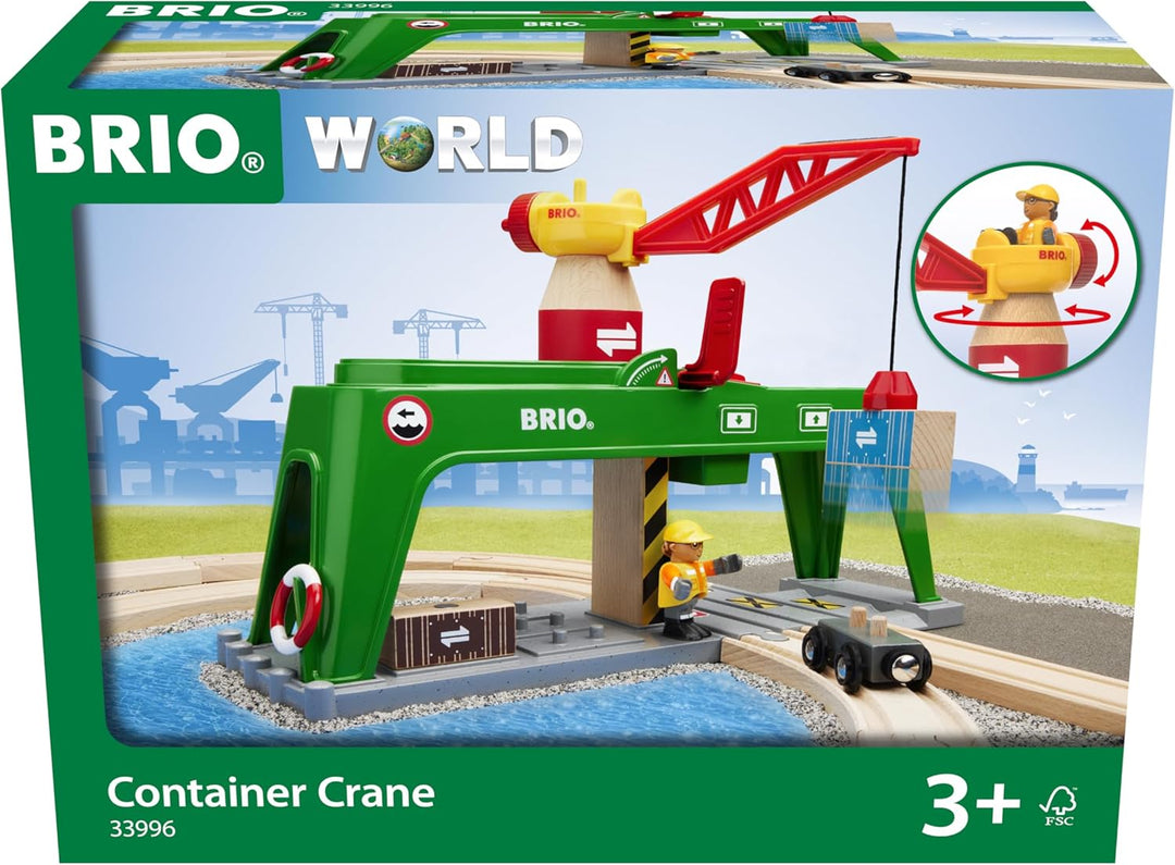 BRIO World 33996 Bahn Verlade Terminal - Mit beweglichem Kran zum Umladen von Gütern auf die Schiene