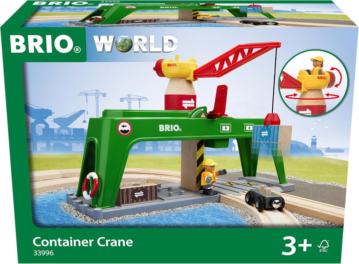 BRIO World 33996 Bahn Verlade Terminal - Mit beweglichem Kran zum Umladen von Gütern auf die Schiene