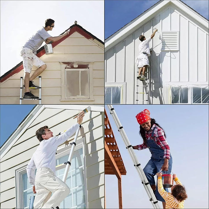 2,6M Teleskopleiter Klappleiter, Rutschfester Ausziehleiter mit 9 Sprossen, 150 kg Belastbarkeit, Sc