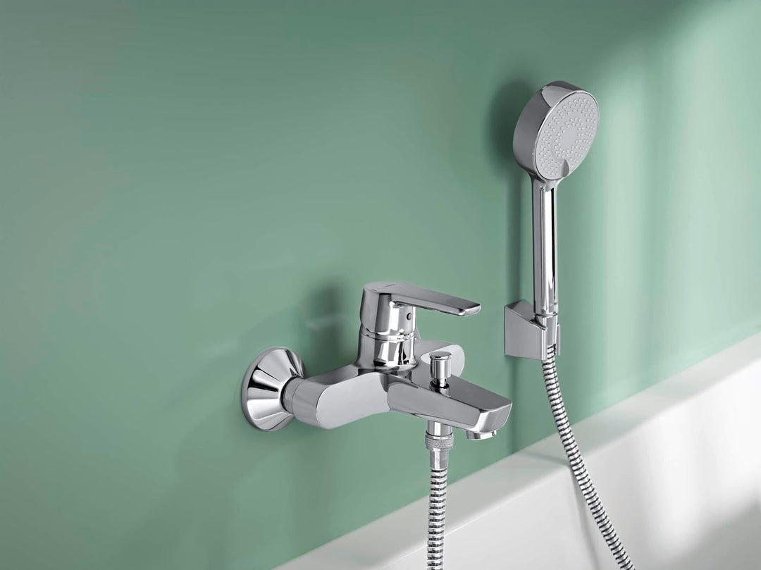 Hansa 51442193 Badewanne Mischbatterie für Wandaufbau HANSAPINTO | automatische Rückstellung Brause/
