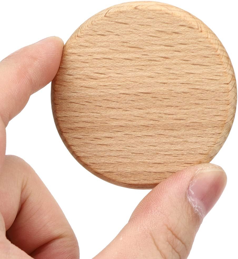 50 Stück runde Holzspäne Einfache glatte Kanten Natürliche Holzscheiben Plattendekoration Runde Holz