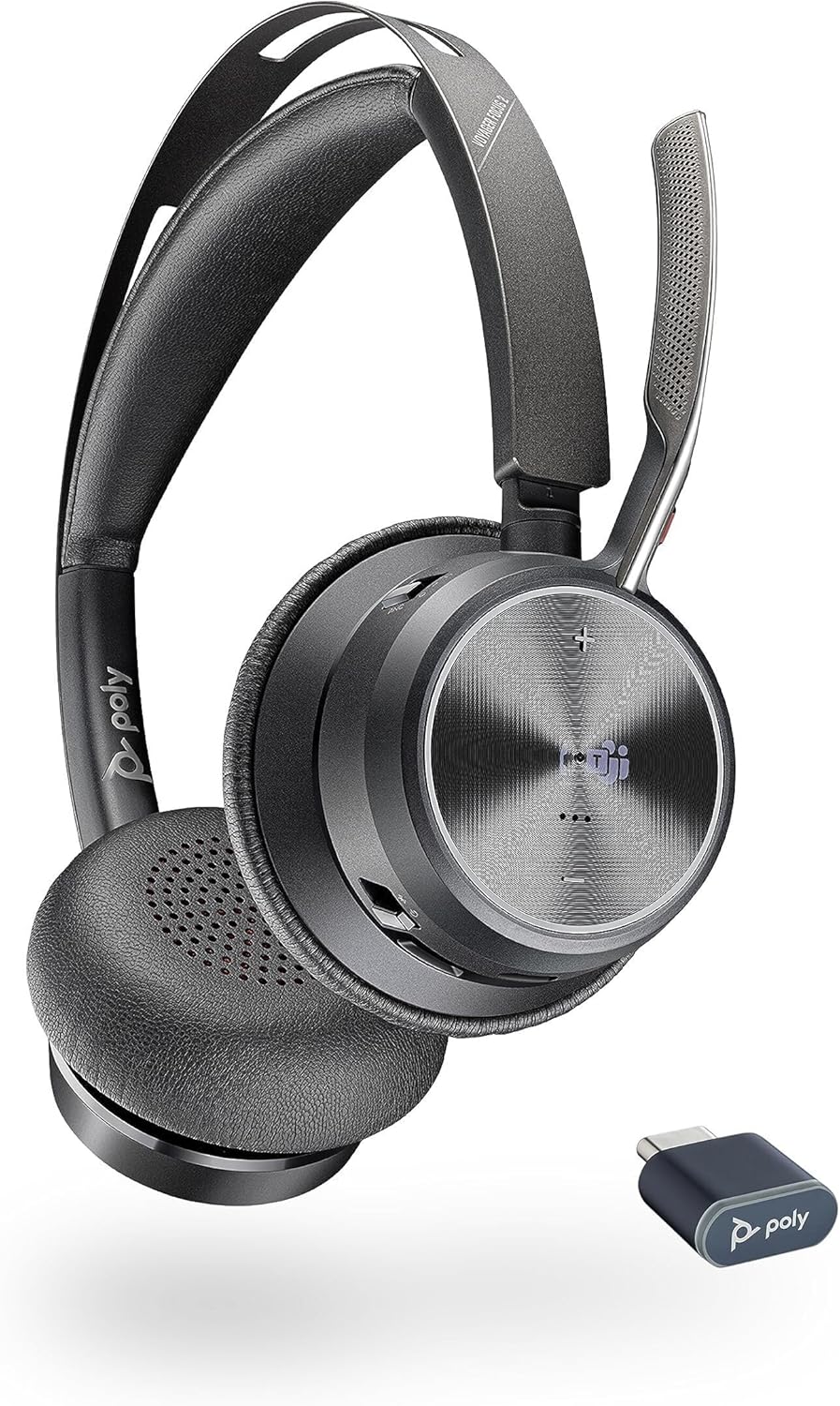 Poly - Voyager Focus 2 UC USB-C Headset (Plantronics) - Bluetooth Dual-Ear (Stereo) Headset with Boo