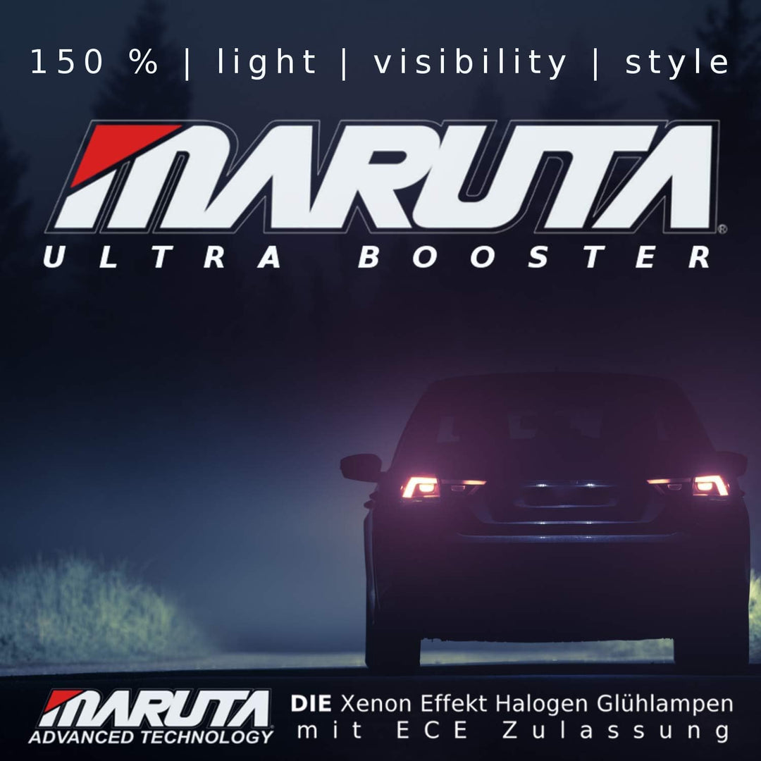 MARUTA ULTRA BOOSTER H4 60/55W +150% Helligkeit, Halogenlampe für Scheinwerfer, Abblendlicht, Fernli