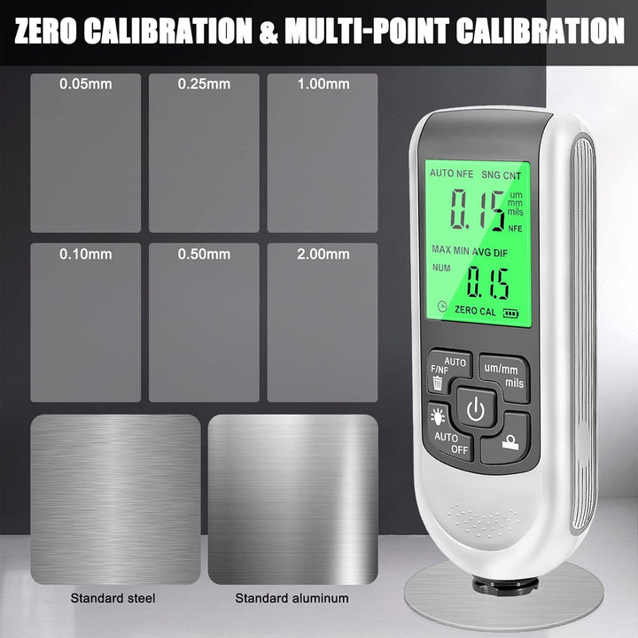 Schichtdickenmessgerät, Lackmessgerät mit Hintergrundbeleuchtung Digitale LCD Anzeige Automatischer