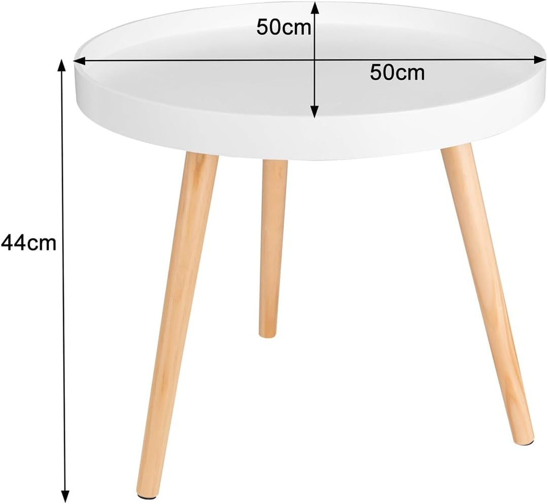 WOLTU Beistelltisch rund klein Couchtisch Blumenständer Nachttisch Massiv Holz skandinavisches Desig