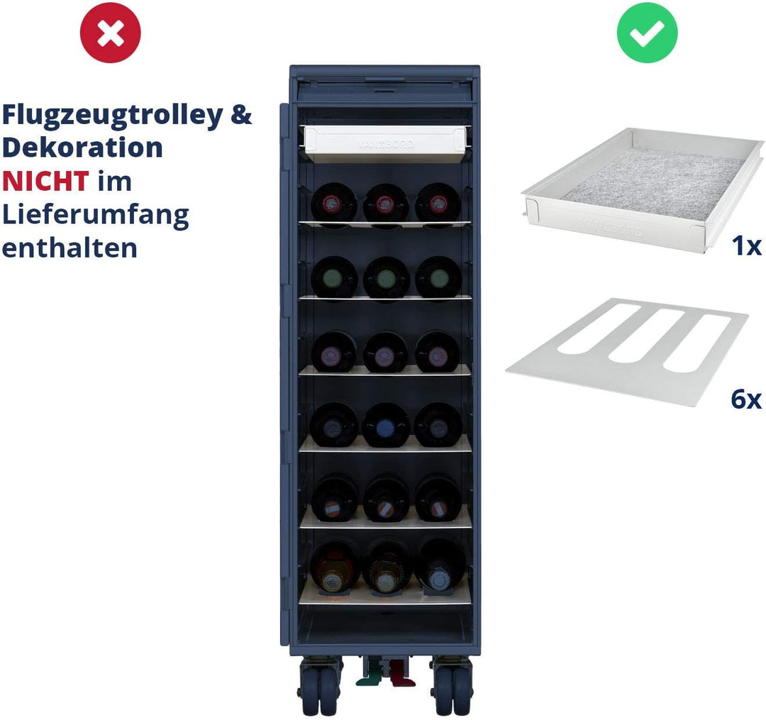 VanDeBord Ausstattungspaket Wein & Genuss, Zubehör für Airline Trolleys, Weinregal, Weinschrank, Wei