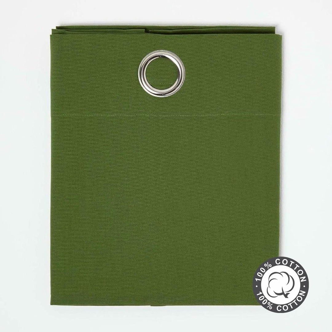 Homescapes 2er Set eifarbige Ösen Gardinen je B137 x L182 cm aus 100% Baumwolle, blickdichte Vorhäng