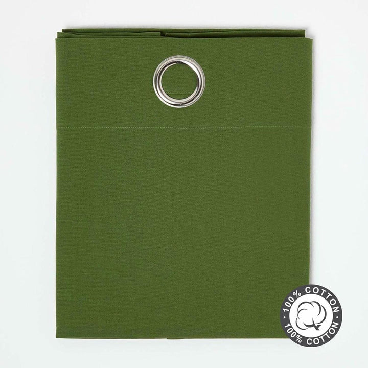 Homescapes 2er Set eifarbige Ösen Gardinen je B137 x L228 cm aus 100% Baumwolle, blickdichte Vorhäng