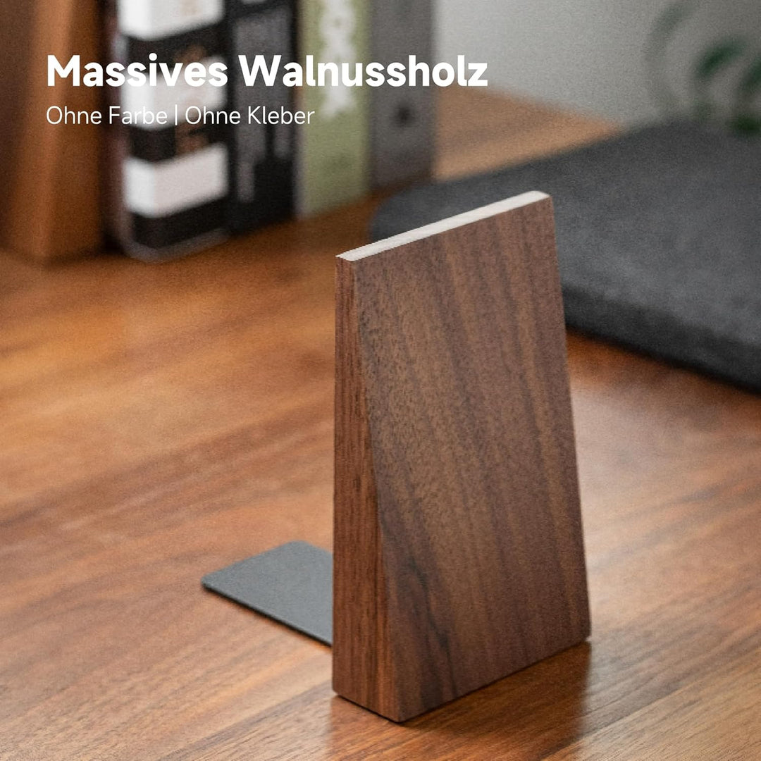 Muso Wood Holz Buchstütze aus Walnussholz - Handgefertigte Buchstützen Dekorative Bücherstütze für R