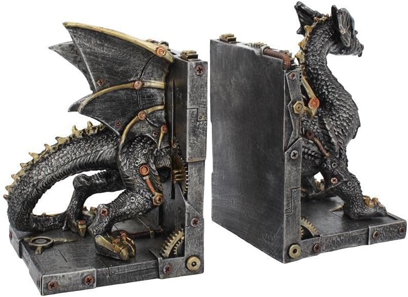 Nemesis Now Dracus Machina Buchstützen, 27 cm, Bronze