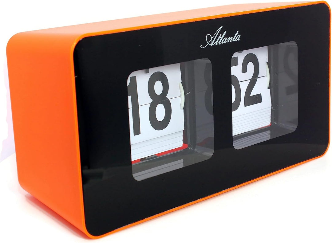 Atlanta Moderne Tischuhr Quarz mit Retro Flip Anzeige - 4464 (Orange/Schwarz) Gelb/Schwarz, Gelb/Sch