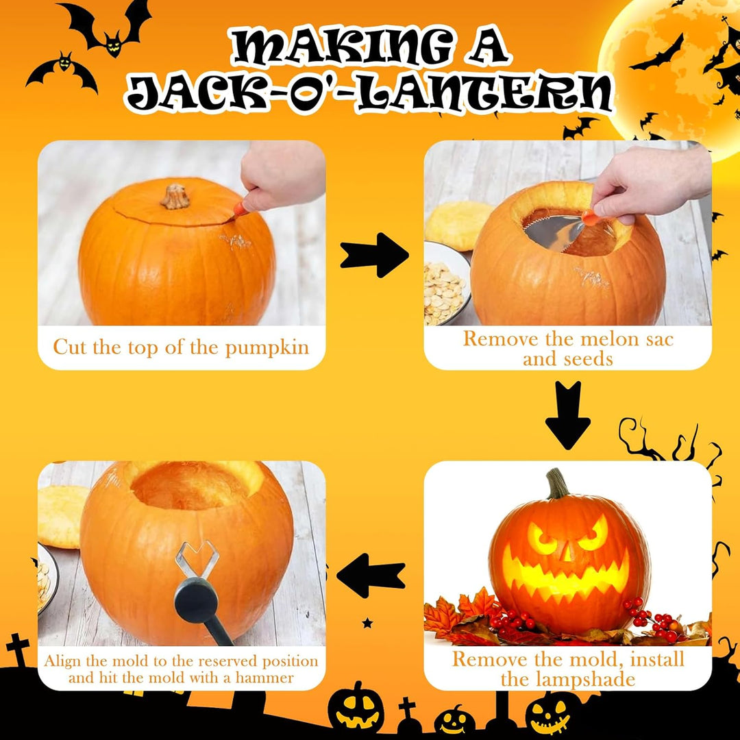 POFIBO 16 Stück Halloween Kürbis Schnitzset - Schnitzwerkzeug Kürbis, Kürbis Schnitzset mit Vorlagen