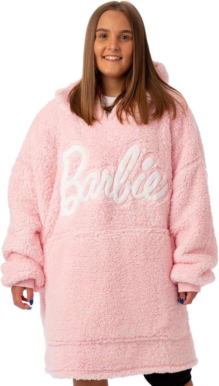Barbie Damen Rosa Full Sherpa Blanket Hoodie | Geniesse luxuriösen Komfort Oodie | Einheitsgrösse |